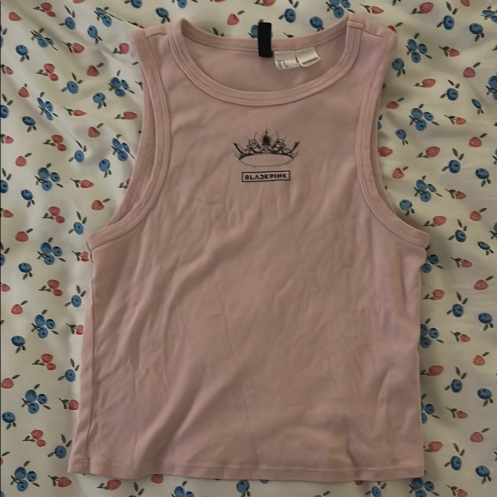 Divided Pink Muscle Tee with Crown Graphic